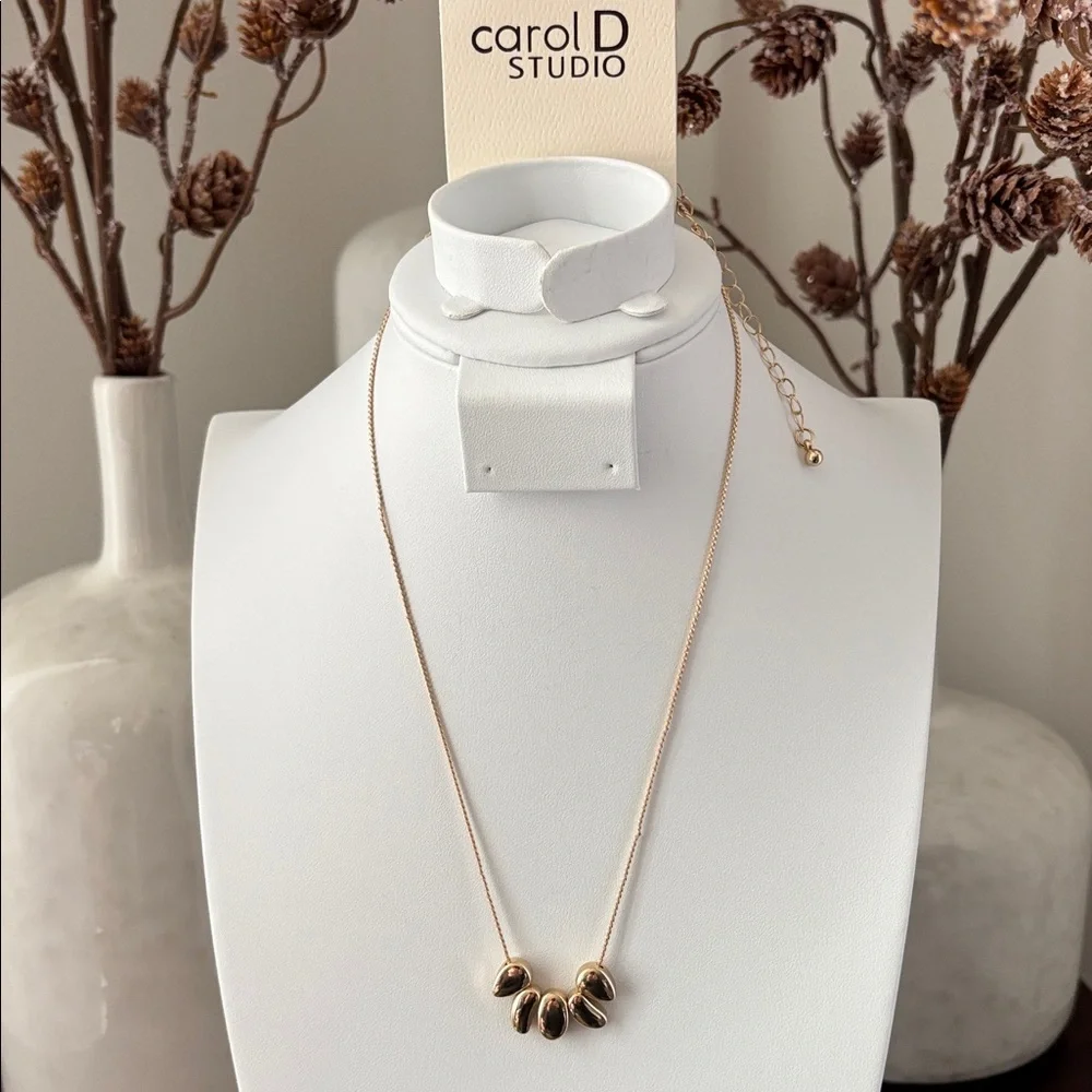 Carol D Studio Goldtone chain, 5 puff petal charms,dainty